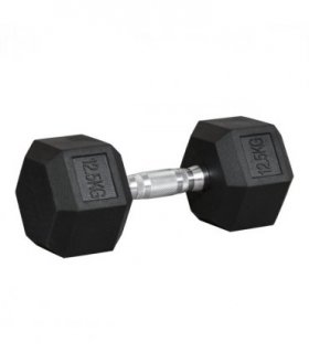 12.5KG Single Rubber Hex Dumbbell Portable Hand Weights for Home Gym HOMCOM