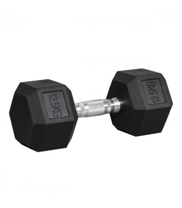 12.5KG Single Rubber Hex Dumbbell Portable Hand Weights for Home Gym HOMCOM