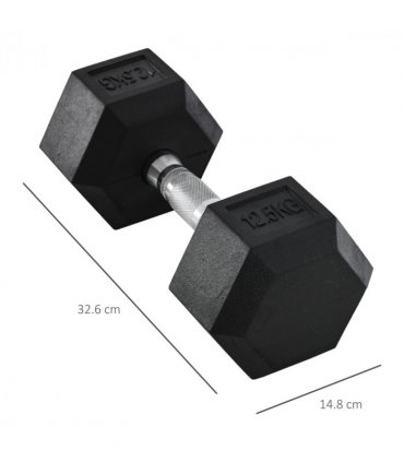12.5KG Single Rubber Hex Dumbbell Portable Hand Weights for Home Gym HOMCOM