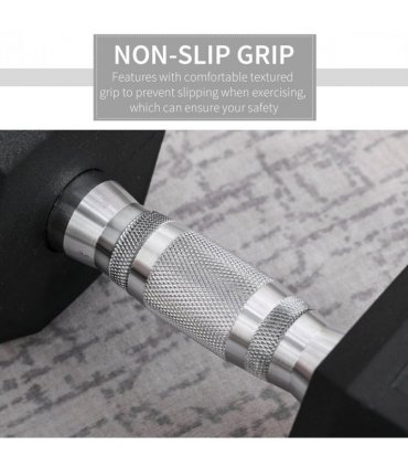 12.5KG Single Rubber Hex Dumbbell Portable Hand Weights for Home Gym HOMCOM