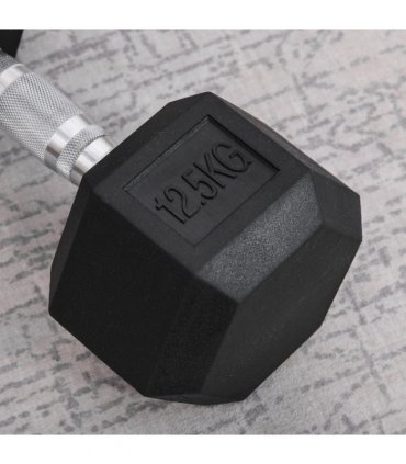 12.5KG Single Rubber Hex Dumbbell Portable Hand Weights for Home Gym HOMCOM