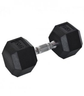 15KG Single Rubber Hex Dumbbell Portable Hand Weights Home Gym HOMCOM
