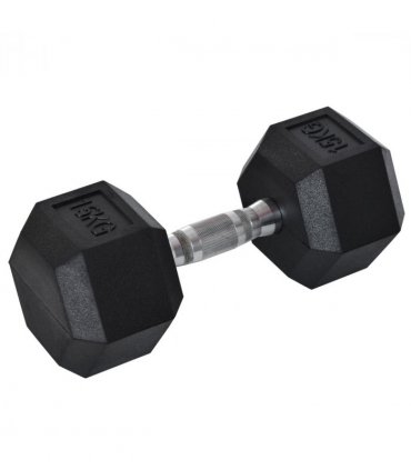 15KG Single Rubber Hex Dumbbell Portable Hand Weights Home Gym HOMCOM