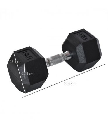 15KG Single Rubber Hex Dumbbell Portable Hand Weights Home Gym HOMCOM