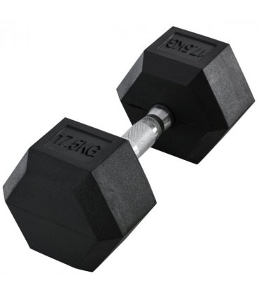 17.5KG Single Rubber Hex Dumbbell Portable Hand Weights Home Gym HOMCOM
