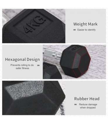 Hexagonal Dumbbells Kit Weight Lifting Exercise for Home Fitness 2x4kg HOMCOM
