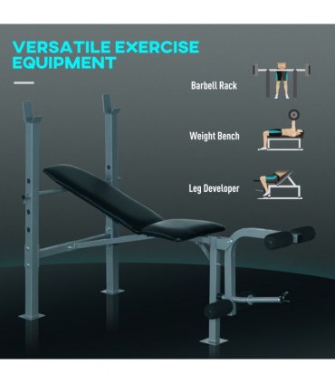 Adjustable Multi Gym Weight Bench Barbell Stand Chest Leg Abs Training HOMCOM