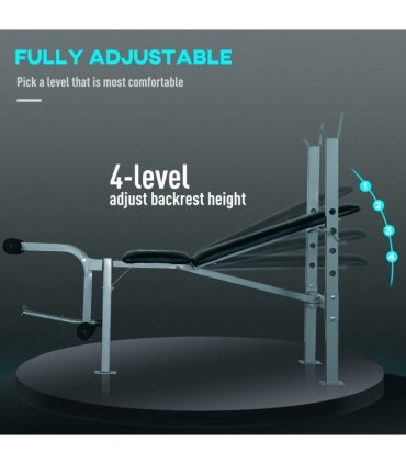 Adjustable Multi Gym Weight Bench Barbell Stand Chest Leg Abs Training HOMCOM