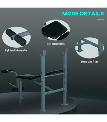Adjustable Multi Gym Weight Bench Barbell Stand Chest Leg Abs Training HOMCOM
