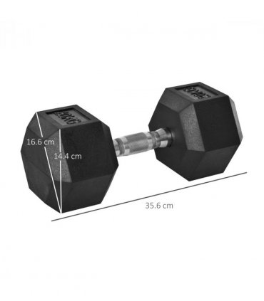 20KG Single Rubber Hex Dumbbell Portable Hand Weights Dumbbell Home Gym HOMCOM