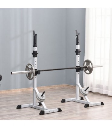 Adjust Pair of Barbell Squat Racks Stand Weight Lifting Bench Press Gym HOMCOM