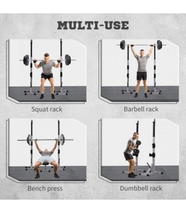 Adjust Pair of Barbell Squat Racks Stand Weight Lifting Bench Press Gym HOMCOM