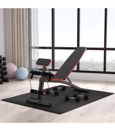 Foldable Dumbbell Bench Weight Training 7 Incline Adjustable Workout Black, Red