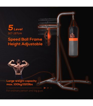 Punchbag & Speedball Boxing Station Frame Freestanding Training Home HOMCOM