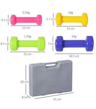 10kg Colourful Dumbbell Weights Set Home Exercising Toning w/ Case Gym HOMCOM