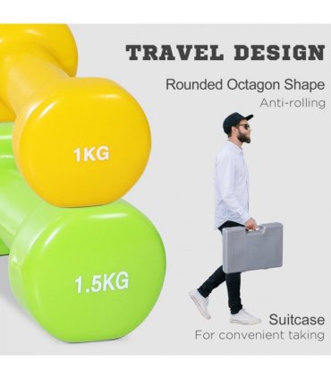 10kg Colourful Dumbbell Weights Set Home Exercising Toning w/ Case Gym HOMCOM