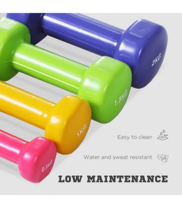 10kg Colourful Dumbbell Weights Set Home Exercising Toning w/ Case Gym HOMCOM