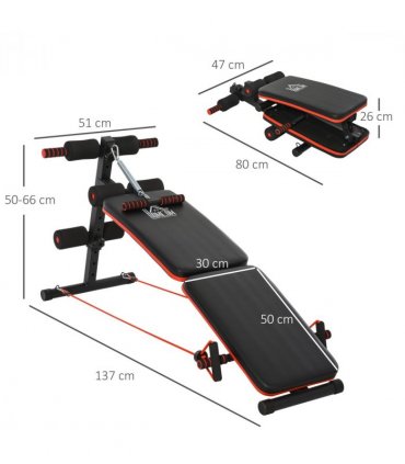 Steel Black Foldable Sit Up Bench Core Workout for Home Gym 137Lx51W x 50-66H cm