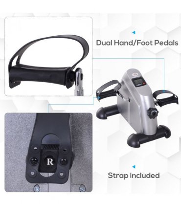 Mini Exercise Bike Portable Pedal Manual Machine Indoor Fitness Silver HOMCOM