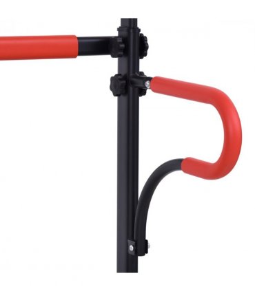 Steel Multi-Use Exercise Power Tower Station Adjustable Height w/ Grips - Black