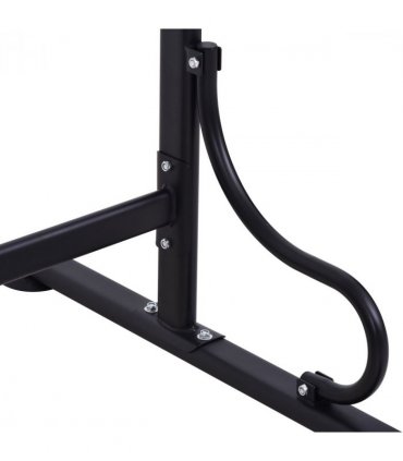 Steel Multi-Use Exercise Power Tower Station Adjustable Height w/ Grips - Black