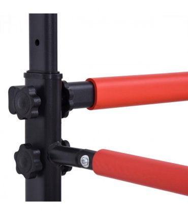 Steel Multi-Use Exercise Power Tower Station Adjustable Height w/ Grips - Black
