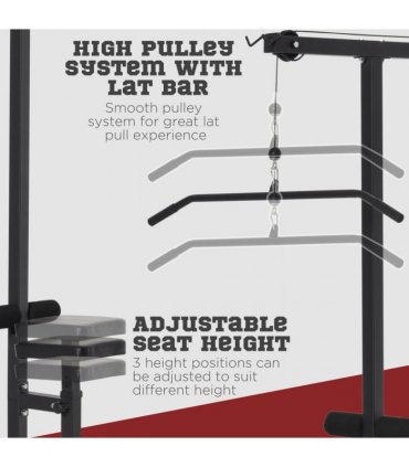 Exercise Pulldown Machine Power Tower with Adjustable Seat Cables HOMCOM