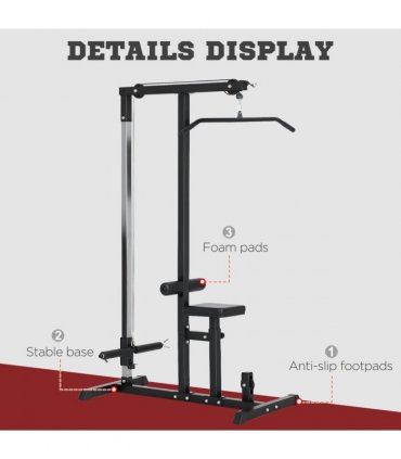 Exercise Pulldown Machine Power Tower with Adjustable Seat Cables HOMCOM