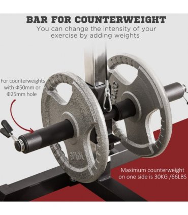 Exercise Pulldown Machine Power Tower with Adjustable Seat Cables HOMCOM
