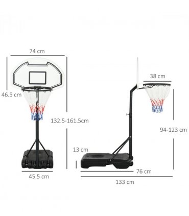 Basketball Stand and  94-123cm Height Adjustable Hoo For Pool Side HOMCOM