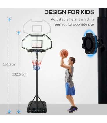 Basketball Stand and  94-123cm Height Adjustable Hoo For Pool Side HOMCOM