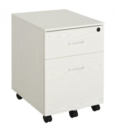 Filing Cabinet White Particle Board 54.6H x 40W x 45Dcm 2-Drawer Locking Office