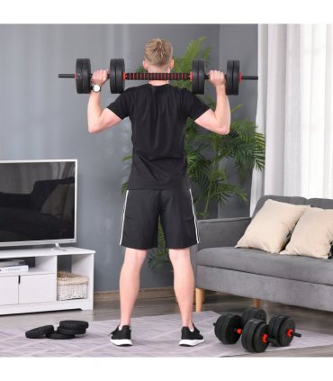 25kg Adjustable 2 IN 1 Barbell Dumbbells Weight Set for Body Fitness HOMCOM