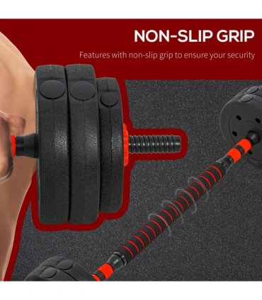 25kg Adjustable 2 IN 1 Barbell Dumbbells Weight Set for Body Fitness HOMCOM