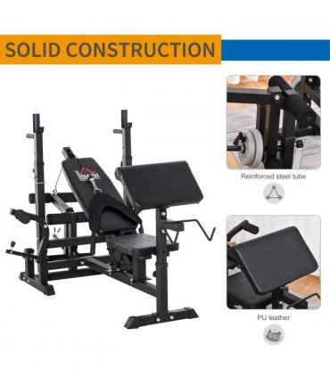 Multi-Exercise Full-Body Weight Bench with Bench Press & Leg Extension HOMCOM