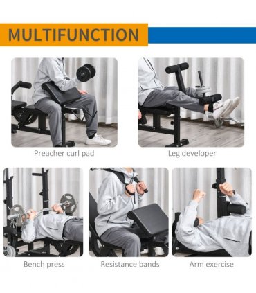 Multi-Exercise Full-Body Weight Bench with Bench Press & Leg Extension HOMCOM