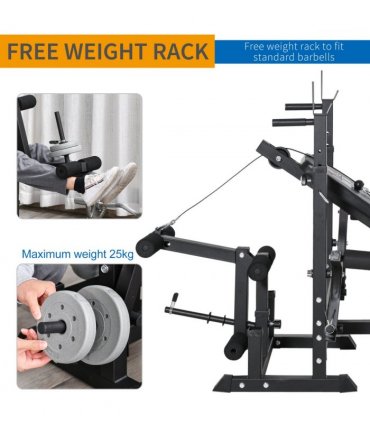 Multi-Exercise Full-Body Weight Bench with Bench Press & Leg Extension HOMCOM