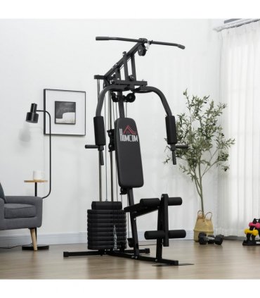 Multi-Gyms Black Steel 200H x 135L x 103Wcm 45kg Weights Full Body Workout
