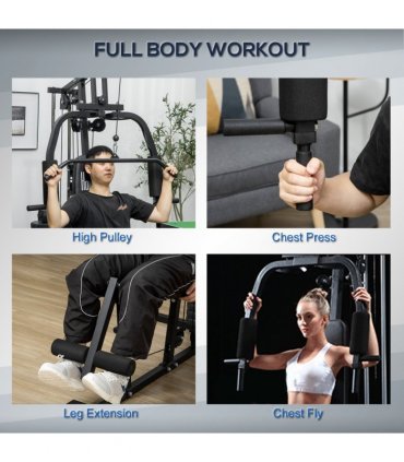 Multi-Gyms Black Steel 200H x 135L x 103Wcm 45kg Weights Full Body Workout