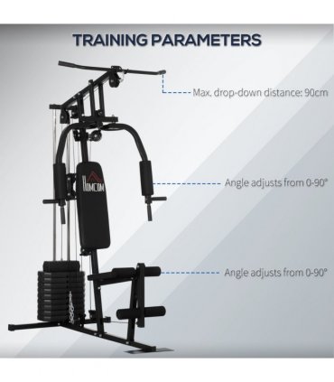 Multi-Gyms Black Steel 200H x 135L x 103Wcm 45kg Weights Full Body Workout