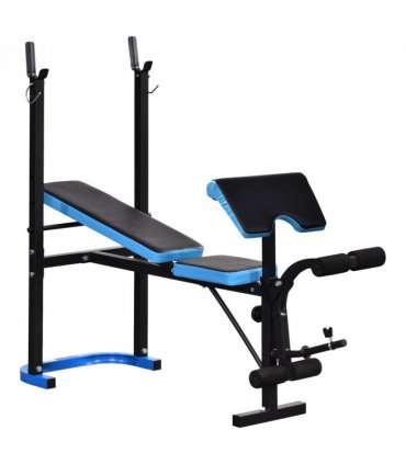 Adjustable Weight Bench with Leg Developer Barbell Rack Black Steel