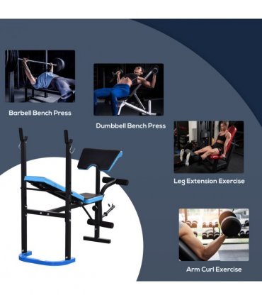 Adjustable Weight Bench with Leg Developer Barbell Rack Black Steel