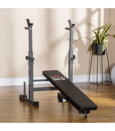 Adjustable Weight Bench Foldable with Barbell Rack and Dip Station