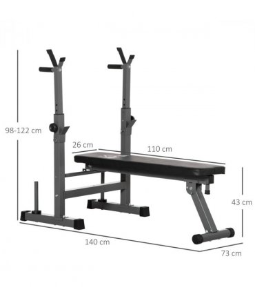 Adjustable Weight Bench Foldable with Barbell Rack and Dip Station