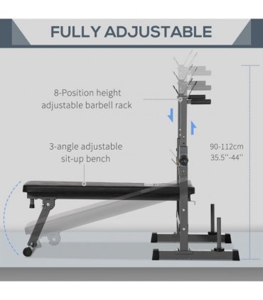 Adjustable Weight Bench Foldable with Barbell Rack and Dip Station