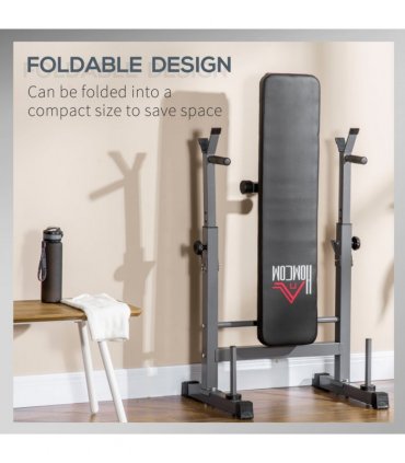 Adjustable Weight Bench Foldable with Barbell Rack and Dip Station