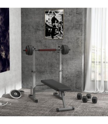 Adjustable Weight Bench Foldable with Barbell Rack and Dip Station