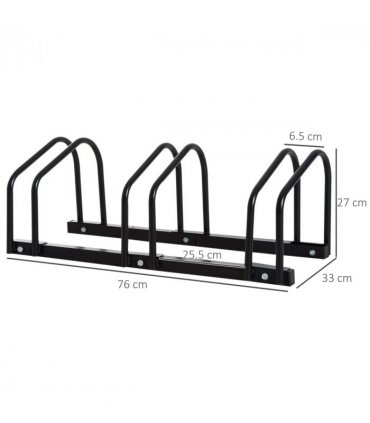 Bike Parking Rack Bicycle Locking Storage Stand for 3 Cycling Black HOMCOM