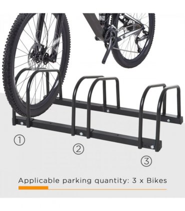 Bike Parking Rack Bicycle Locking Storage Stand for 3 Cycling Black HOMCOM