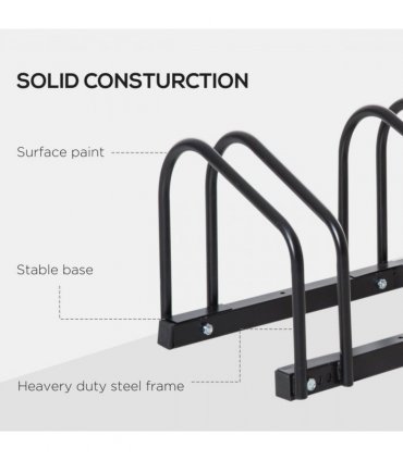Bike Parking Rack Bicycle Locking Storage Stand for 3 Cycling Black HOMCOM